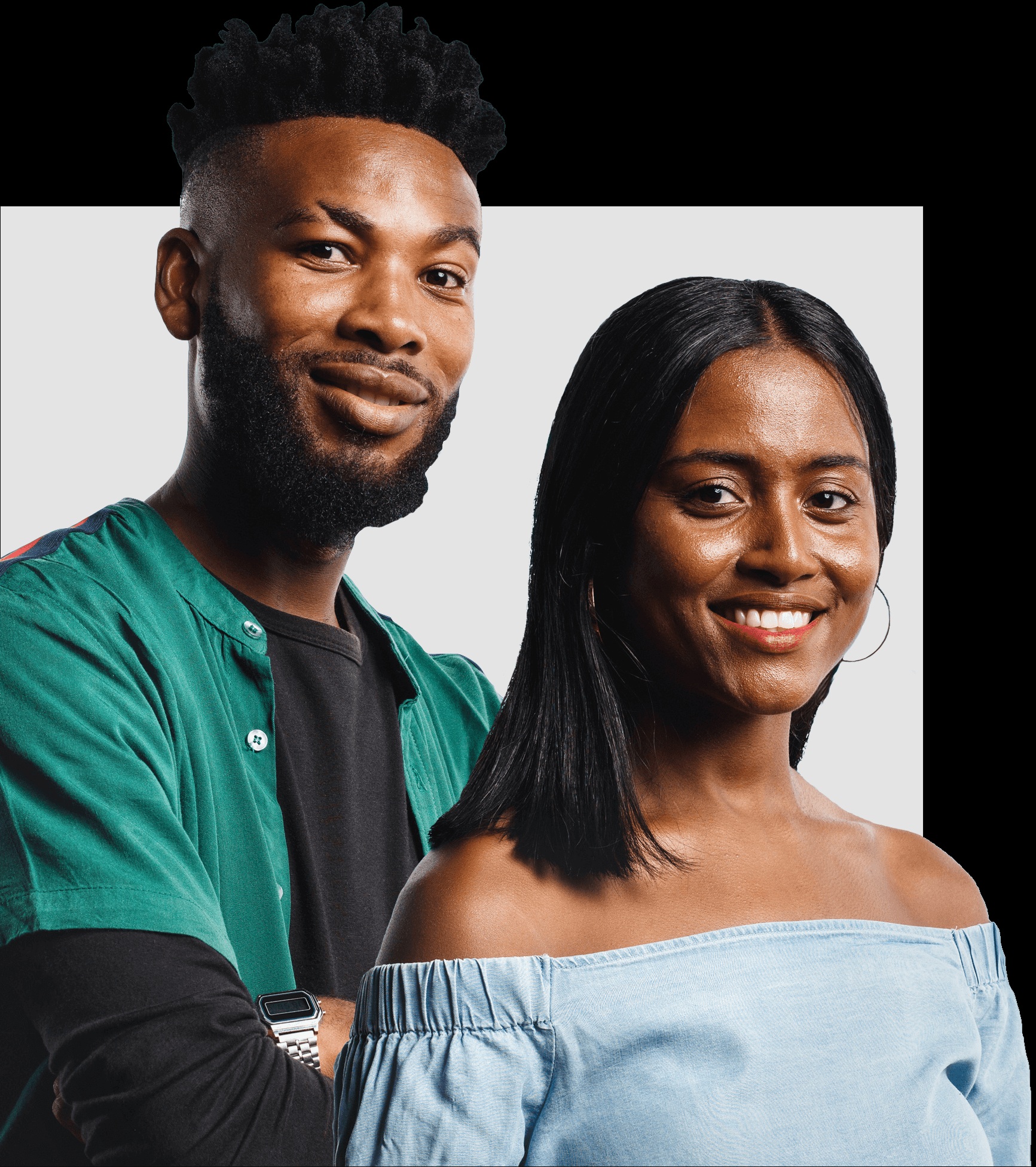 Two smiling people in System Soft’s company website imagery