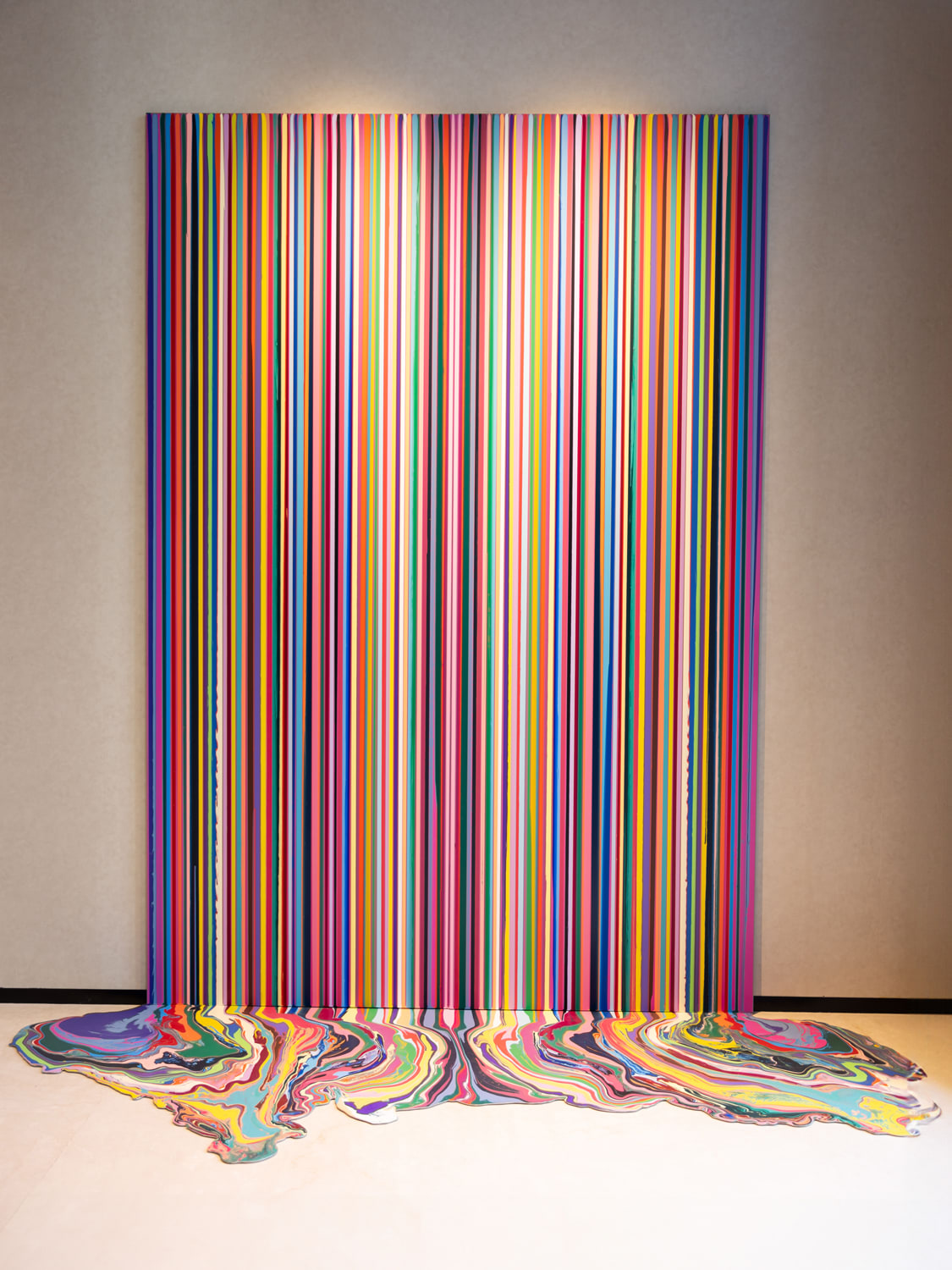 Ian Davenport’s multicoloured Deep Magenta, Mirrored installation at Mondrian Singapore Duxton