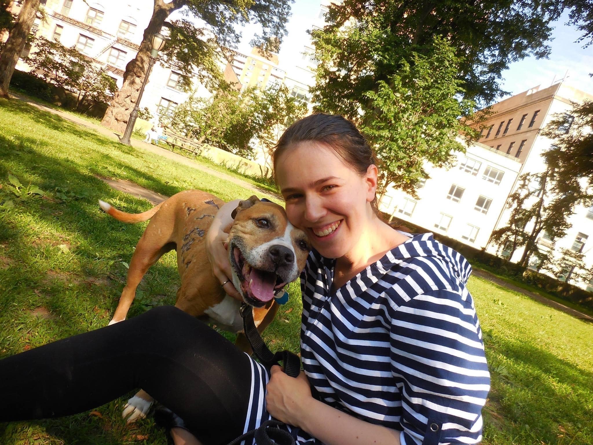 Tania Luna with Scarlet, the dog who inspired Scarlet Spark