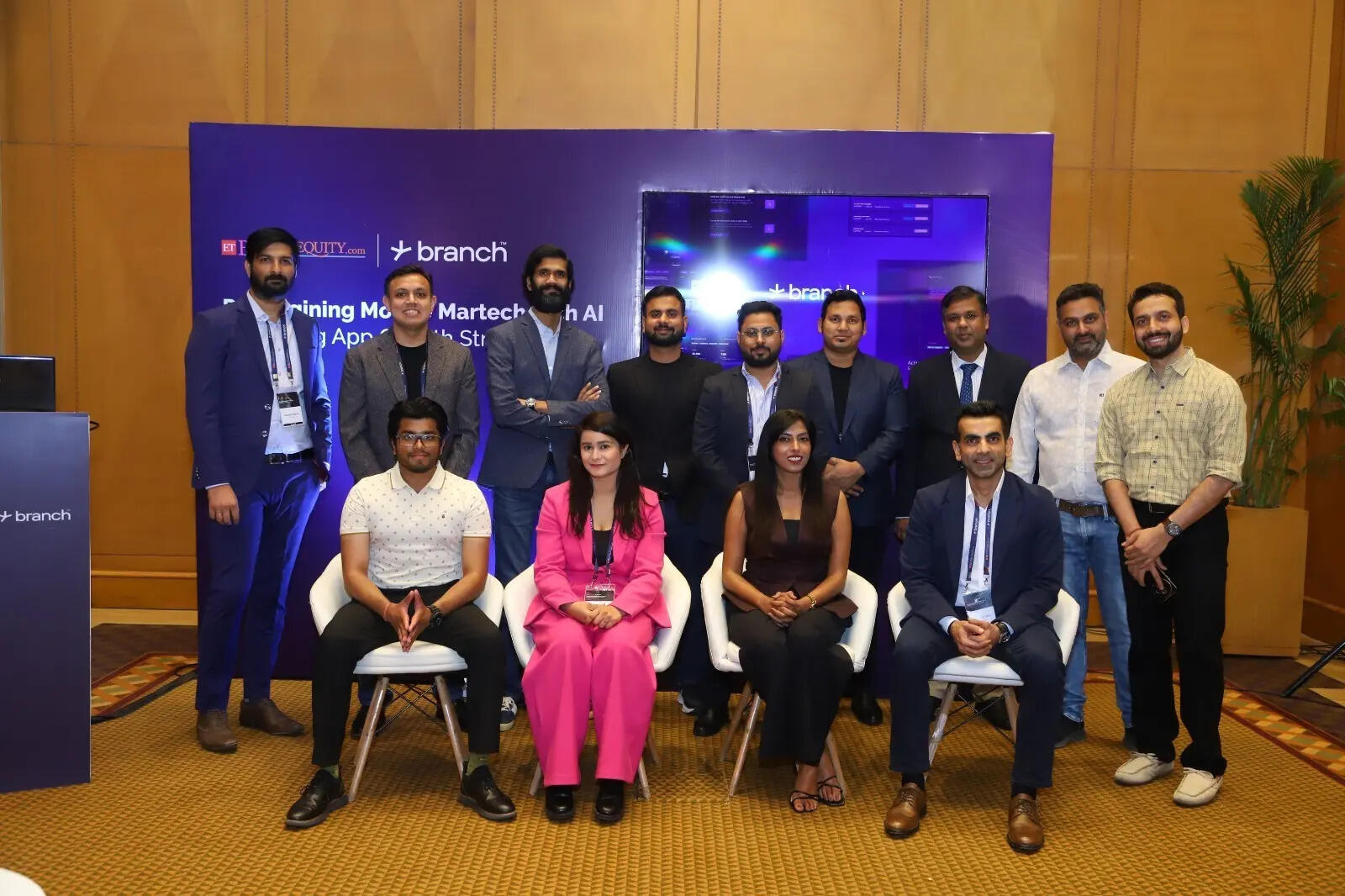 Tanuj Luthra, seated at the right of the front row, with participants at an ETBrandEquity and Branch mobile marketing roundtable