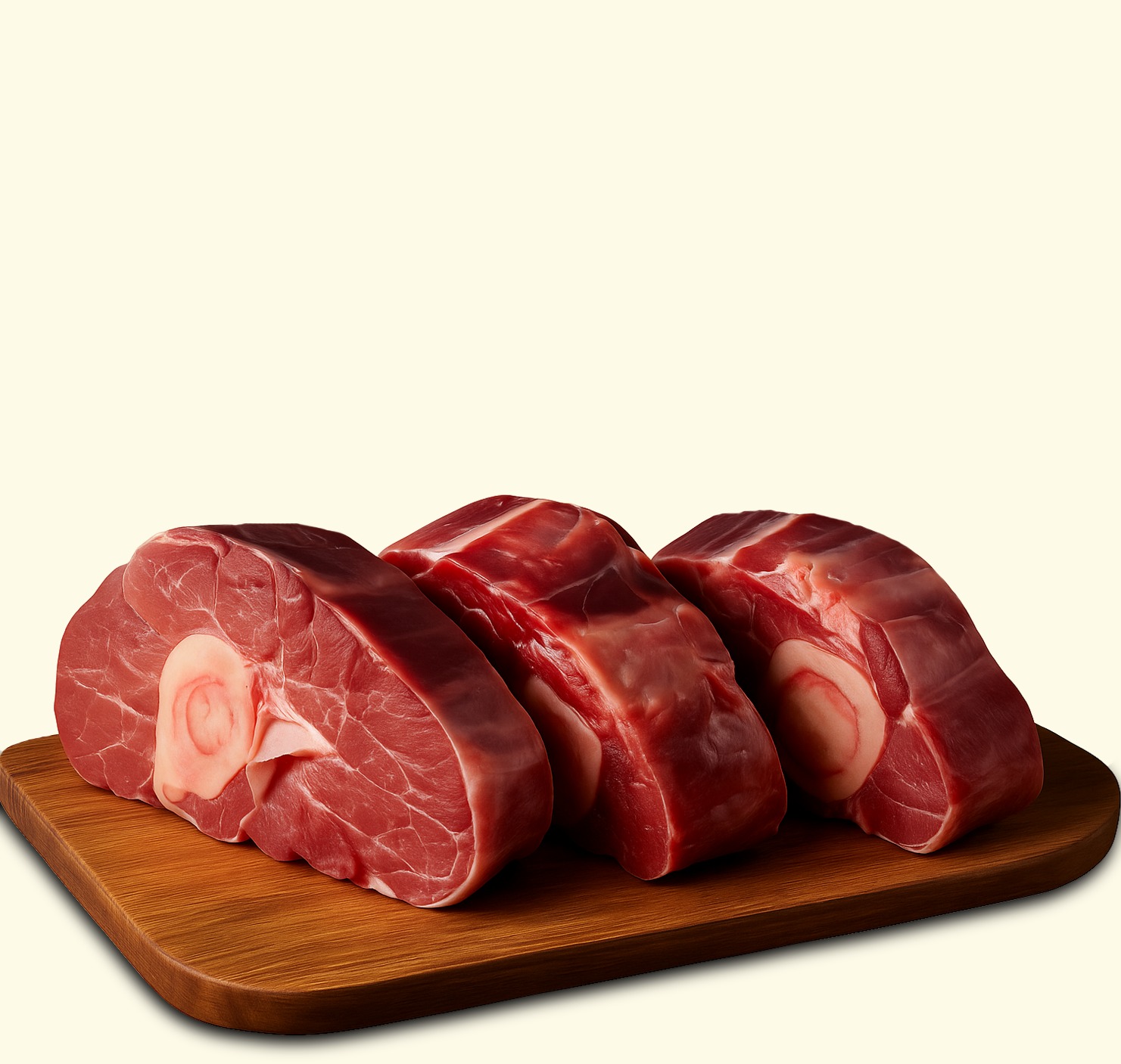 Raw meat arranged on a cutting board in Tapia Brothers’ product photography