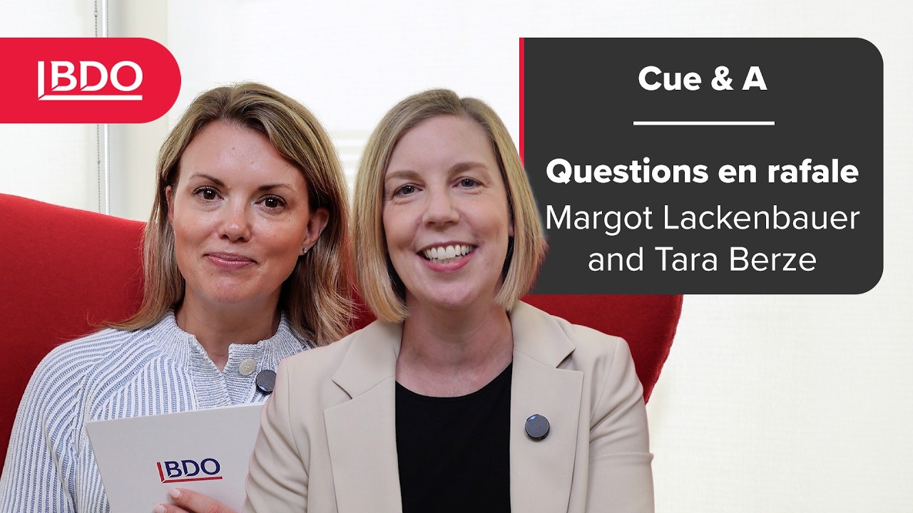 Margot Lackenbauer and Tara Berze seated together for a BDO Cue and A conversation