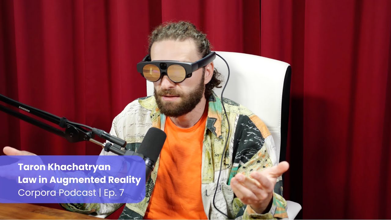 Taron Khachatryan wearing a Magic Leap headset during the Corpora podcast