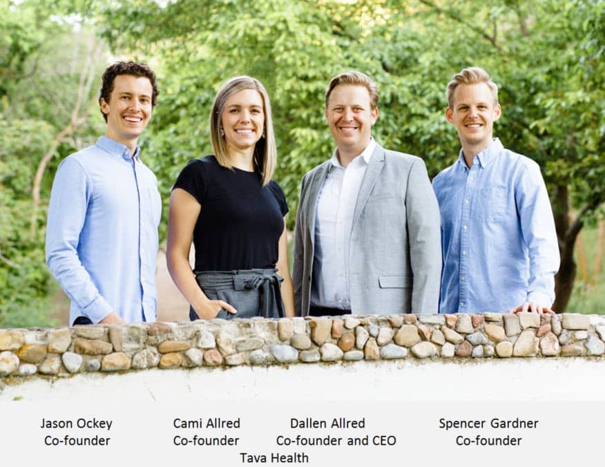 Tava founder photograph, labeled Jason Ockey, Cami Allred, Dallen Allred, and Spencer Gardner