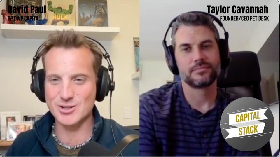 David Paul, left, interviewing Taylor Cavanah, right, by video in 2022