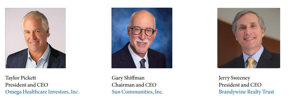 A 2022 editorial panel showing Taylor Pickett, Gary Shiffman and Jerry Sweeney, each with their role at the time