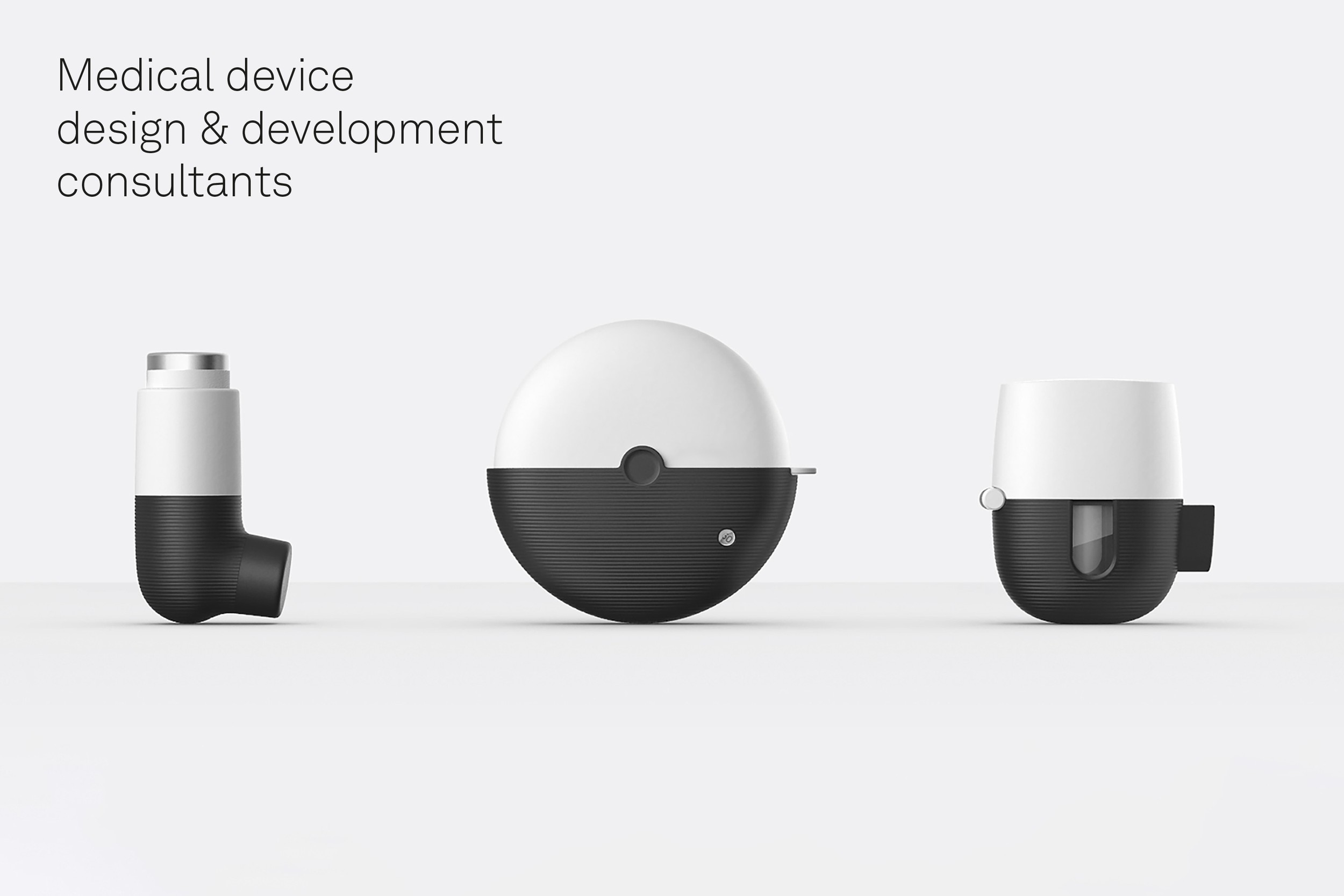 A set of monochrome medical-device design concepts created for Team Consulting's visual identity