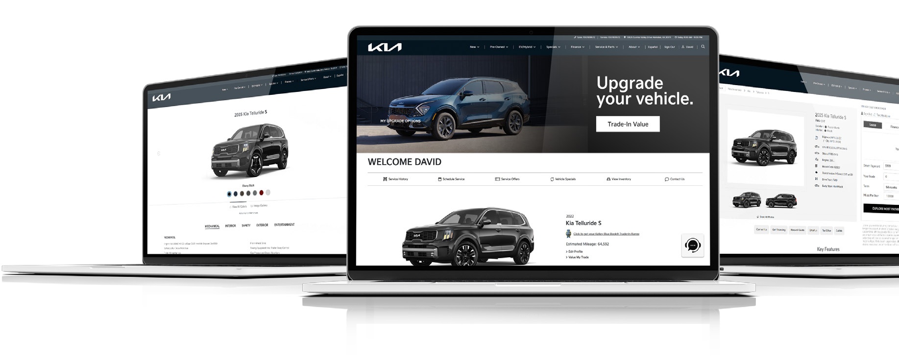 Apollo dealer website product mockup showing a personalized welcome and vehicle upgrade options