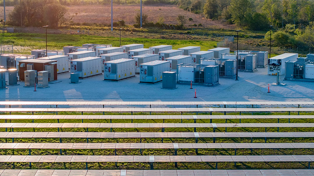Aerial view of Tampa Electric solar installations in the Florida landscape