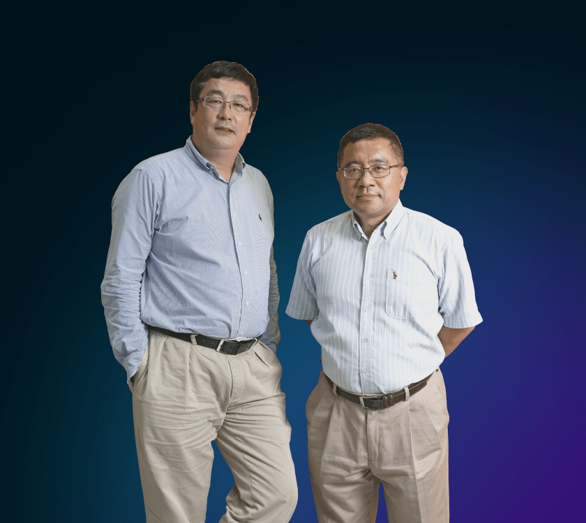 DerbySoft co-founders Ted Zhang, left, and Feng Ou, right