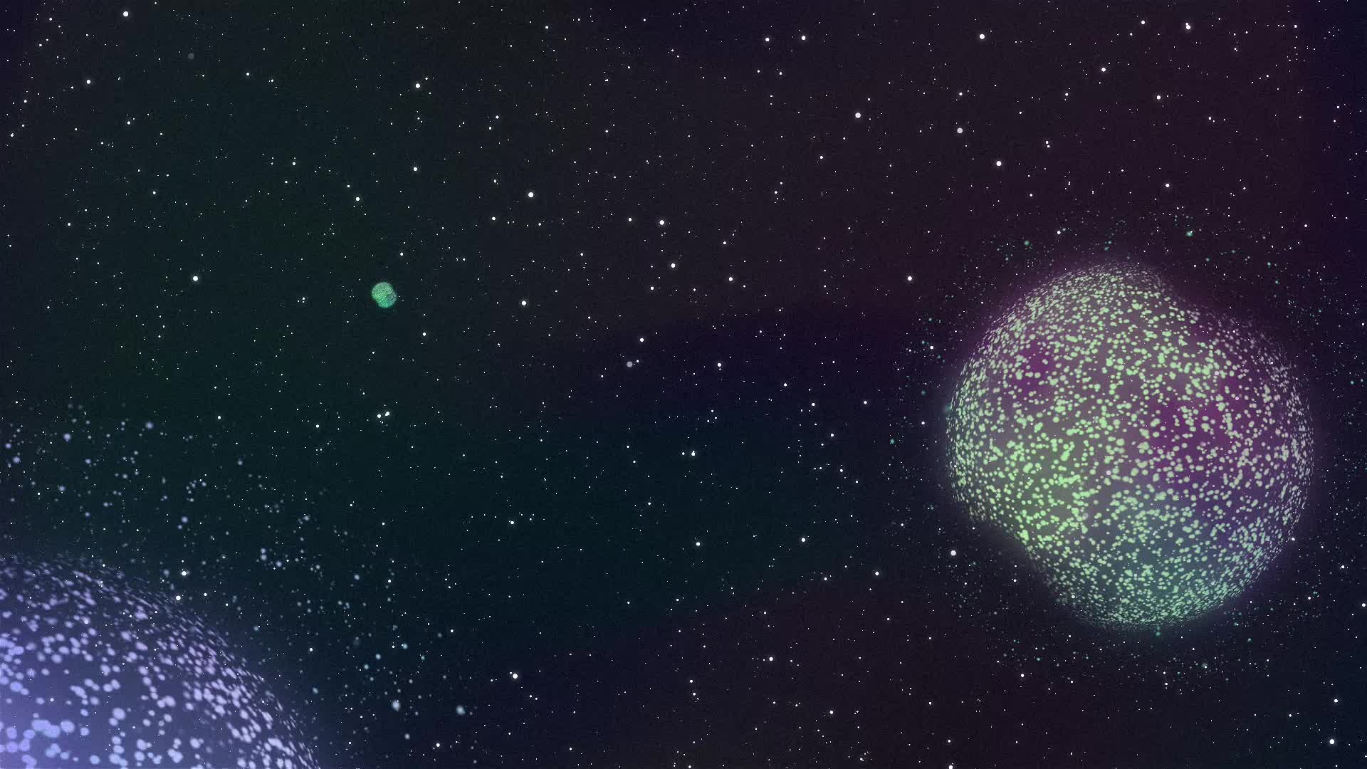 Teleskope brand image - data points scattered like stars across two glowing spheres