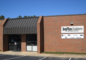 Exterior of the TenPlus Systems building in Raleigh