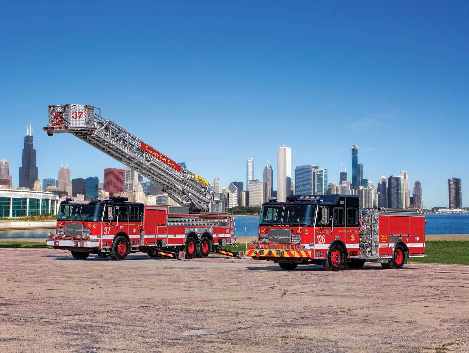 E-ONE Chicago fire apparatus photographed outdoors