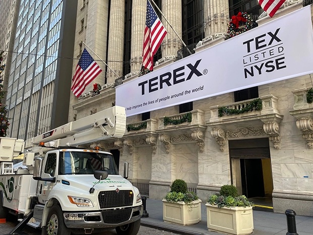 Terex utility bucket truck at the New York Stock Exchange