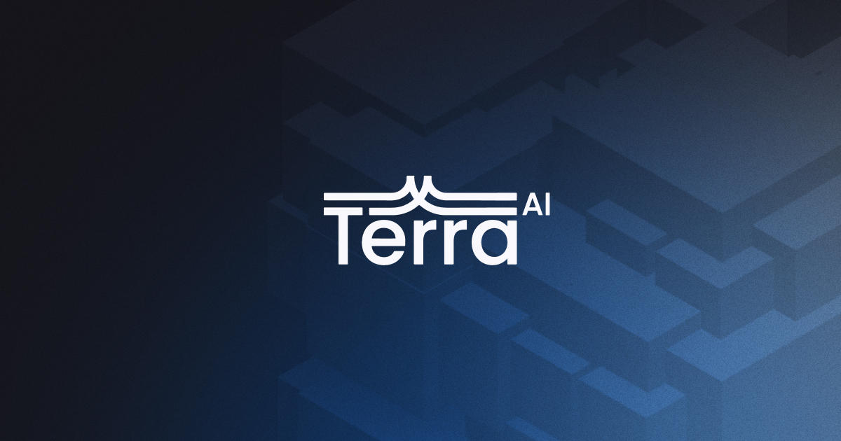 Terra AI logo on a layered, isometric subsurface backdrop