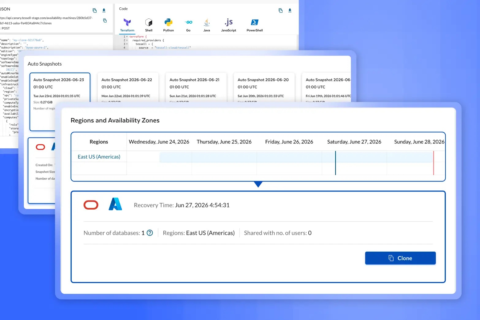 Tessell Dataflix console showing self-service data access