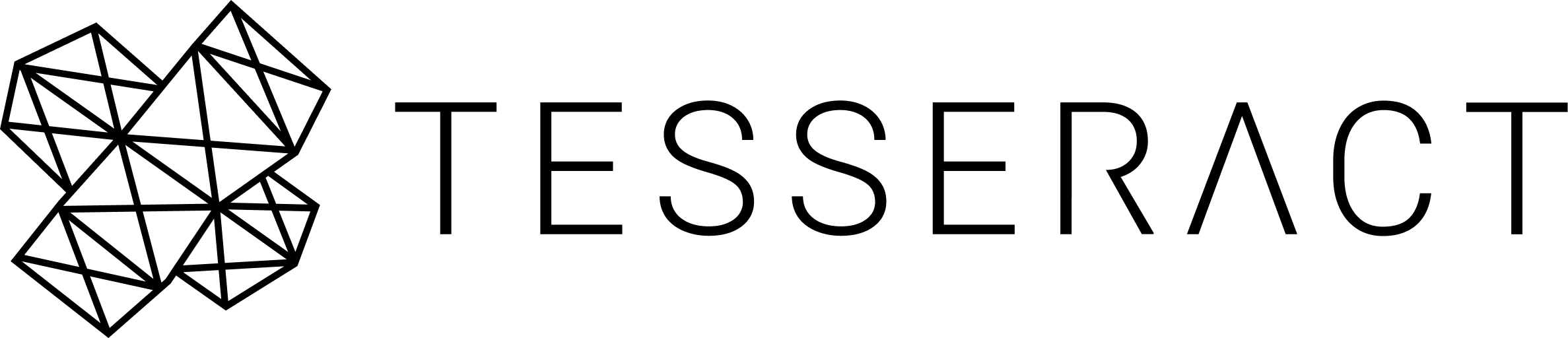 Tesseract logo - geometric unfolded hypercube mark with wordmark