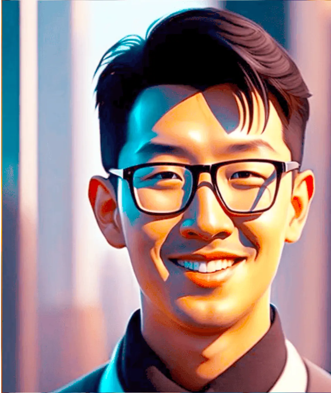 Company-published illustrated portrait of co-founder Spin Wang