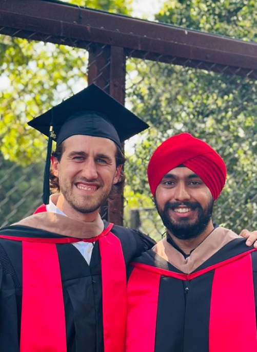 Tetrix co-founders Olivier Babin and Naunidh Singh Bhalla in graduation gowns