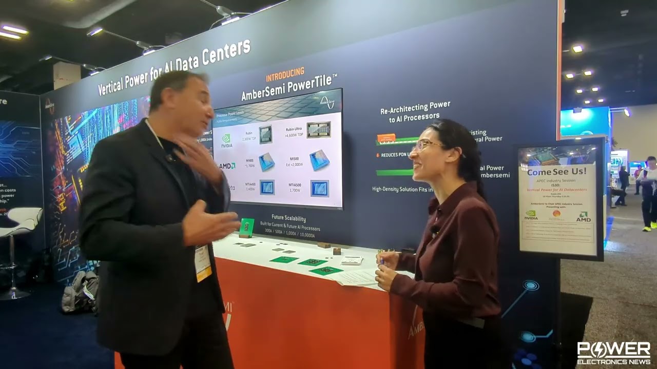 Thar Casey speaking with Aalyia Shaukat at AmberSemi’s APEC 2026 exhibition booth