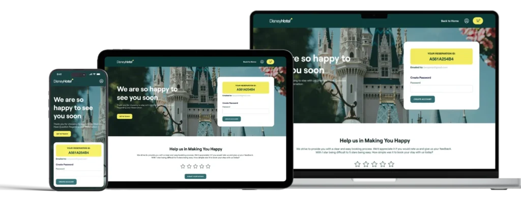 ALBIE booking interface shown on desktop and mobile screens