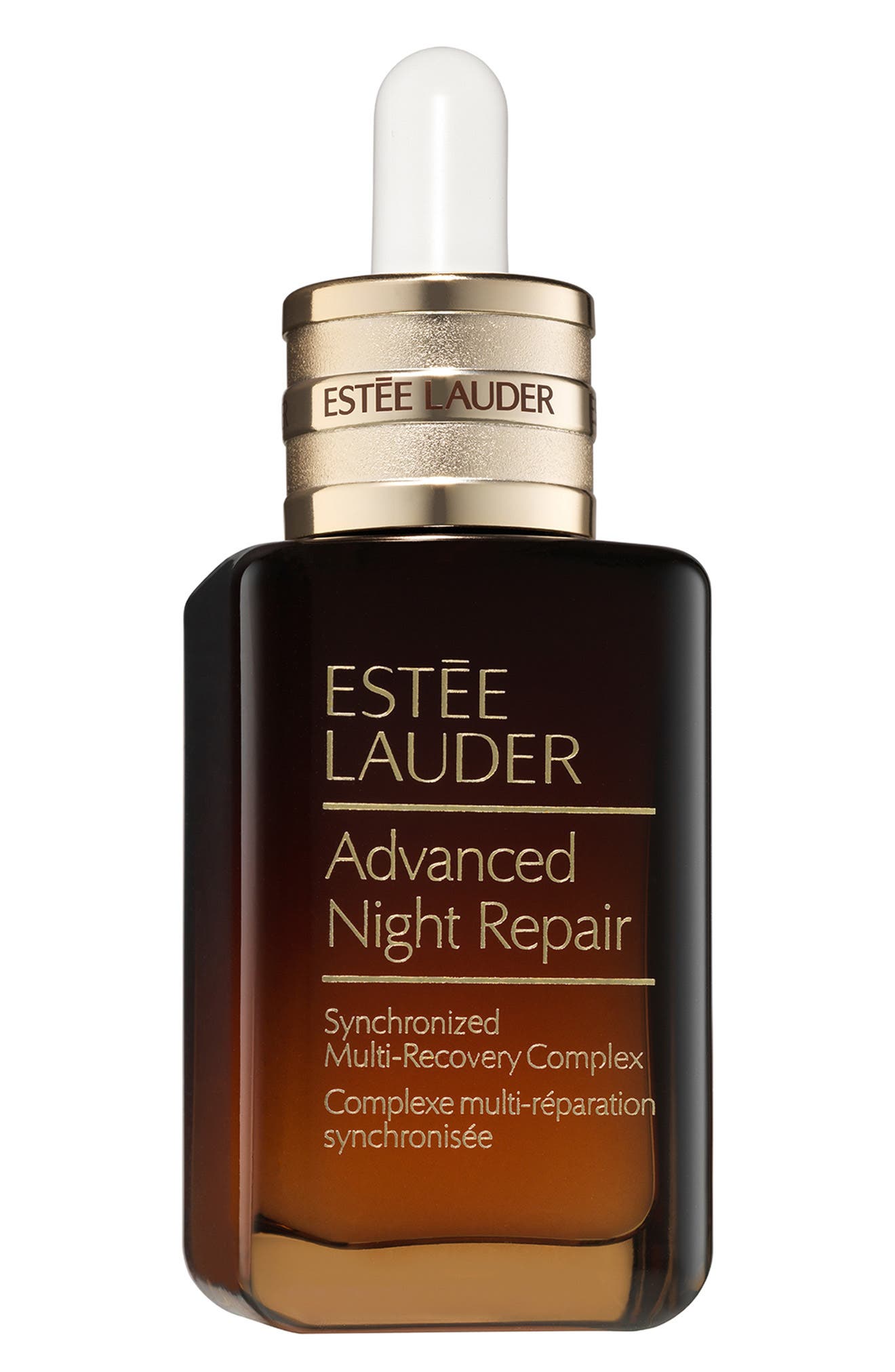 Amber bottle of Estée Lauder Advanced Night Repair serum with dropper
