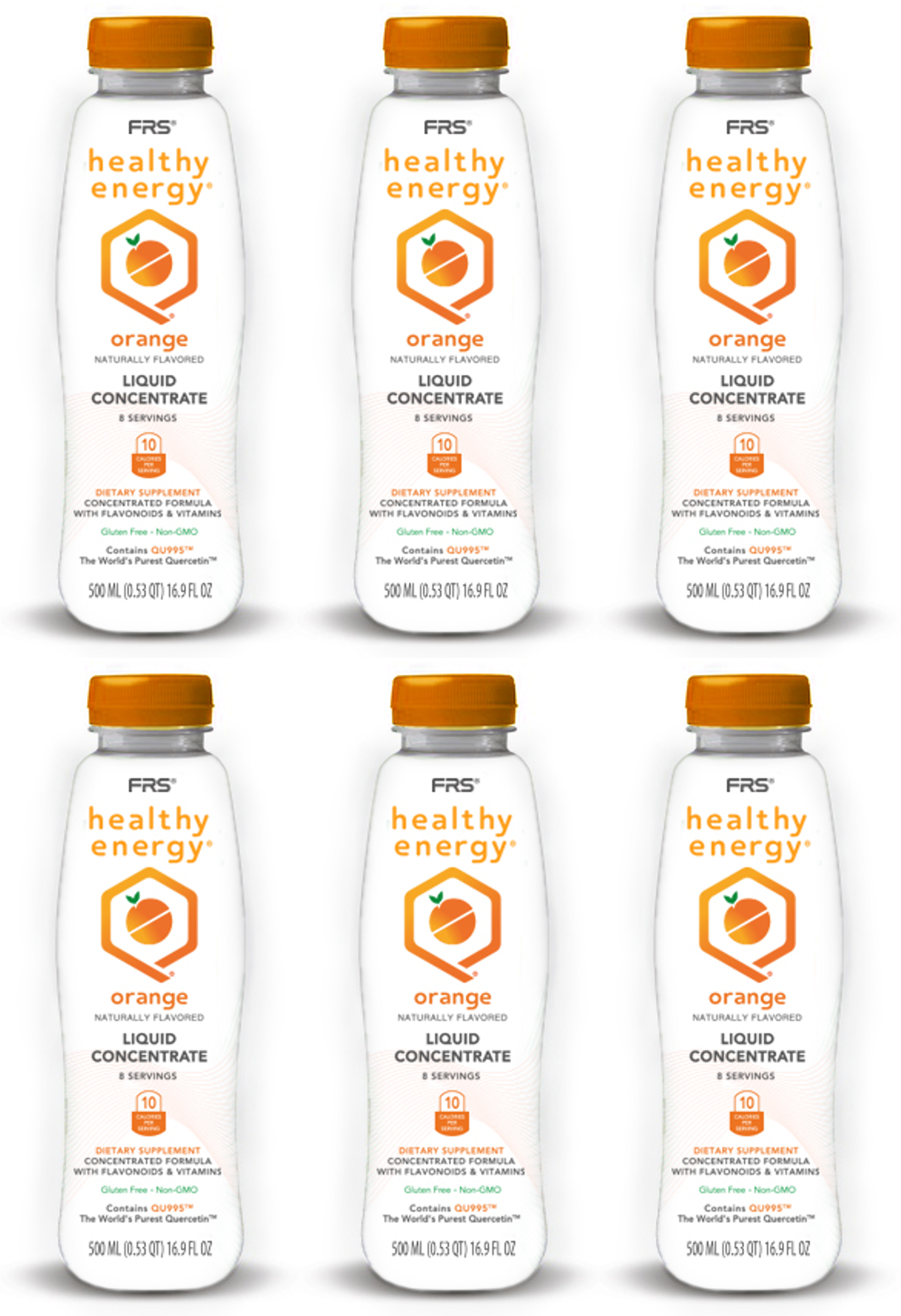 Case of six FRS Healthy Energy Orange Concentrate bottles