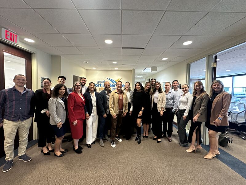 Members of the Greater Fort Lauderdale Alliance Leadership Influencers group standing together in the Alliance office