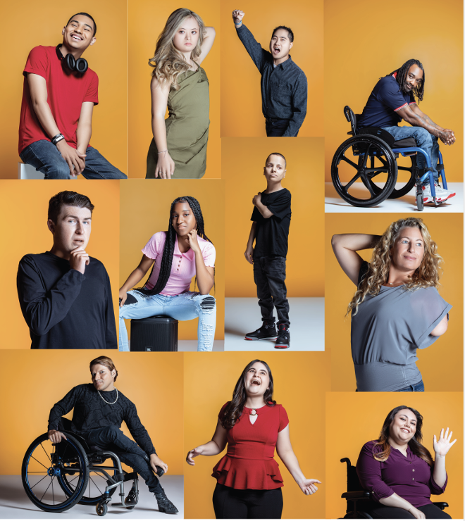 A collage from the Disability is Not a Dirty Word campaign for Easterseals Southern California