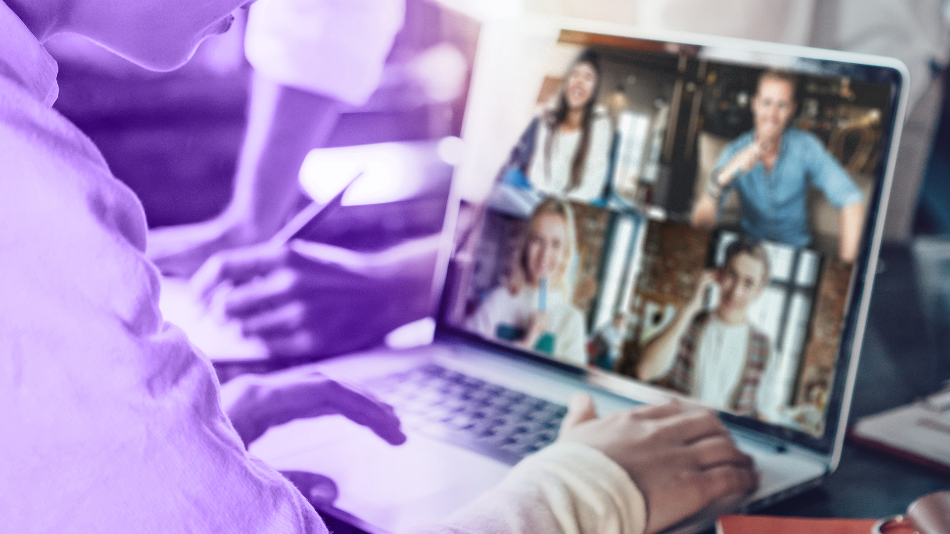 A remote video meeting pictured in The KA Consulting Group's company materials
