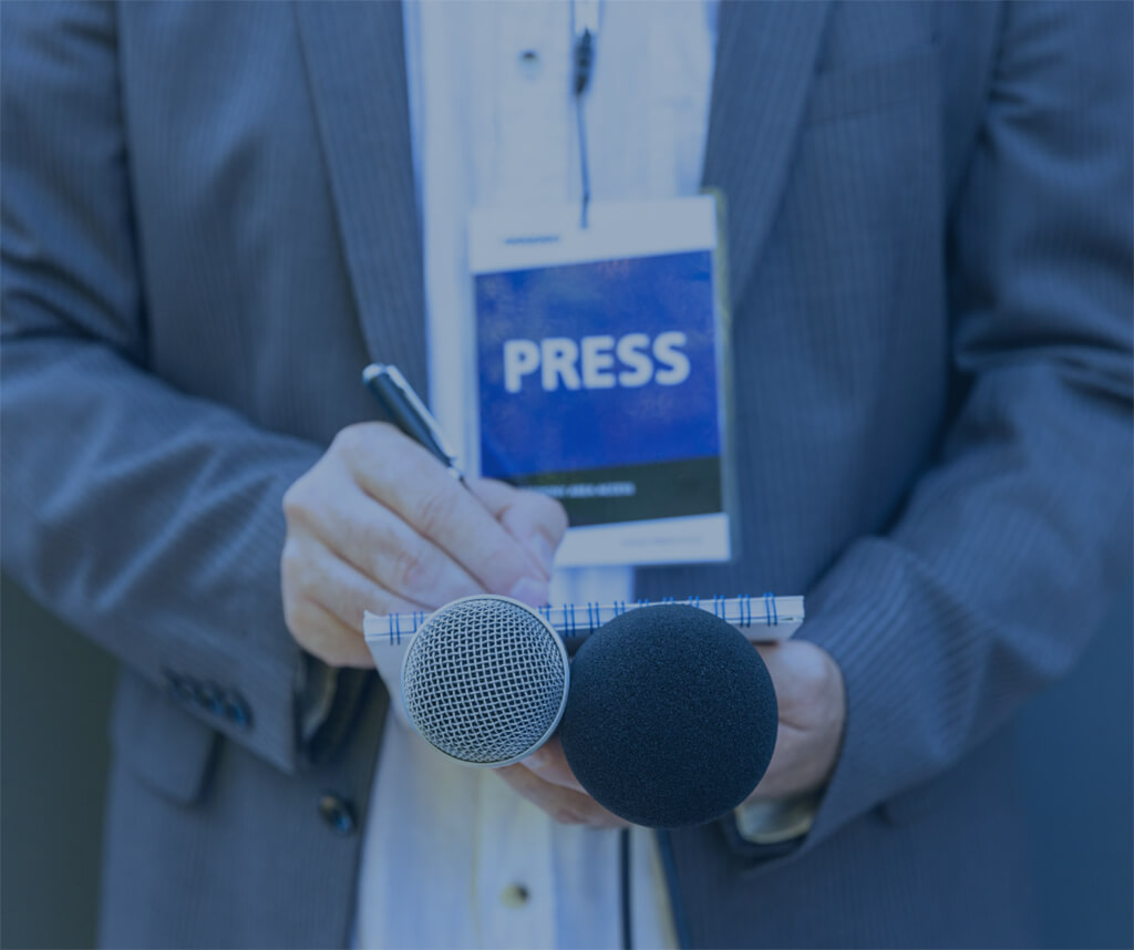 A television camera used for media relations work