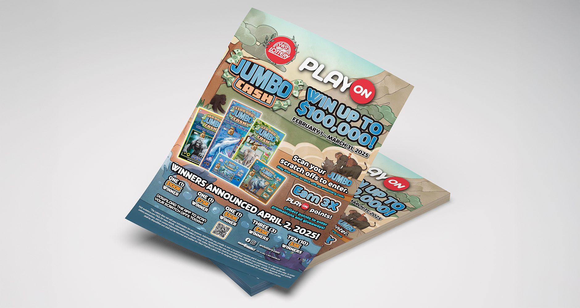 Jumbo Cash campaign flyer created for the West Virginia Lottery