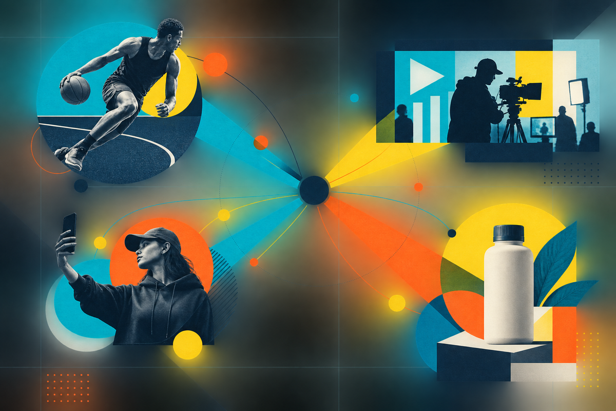 Abstract Swiss-style network connecting sport, media, creators and consumer products