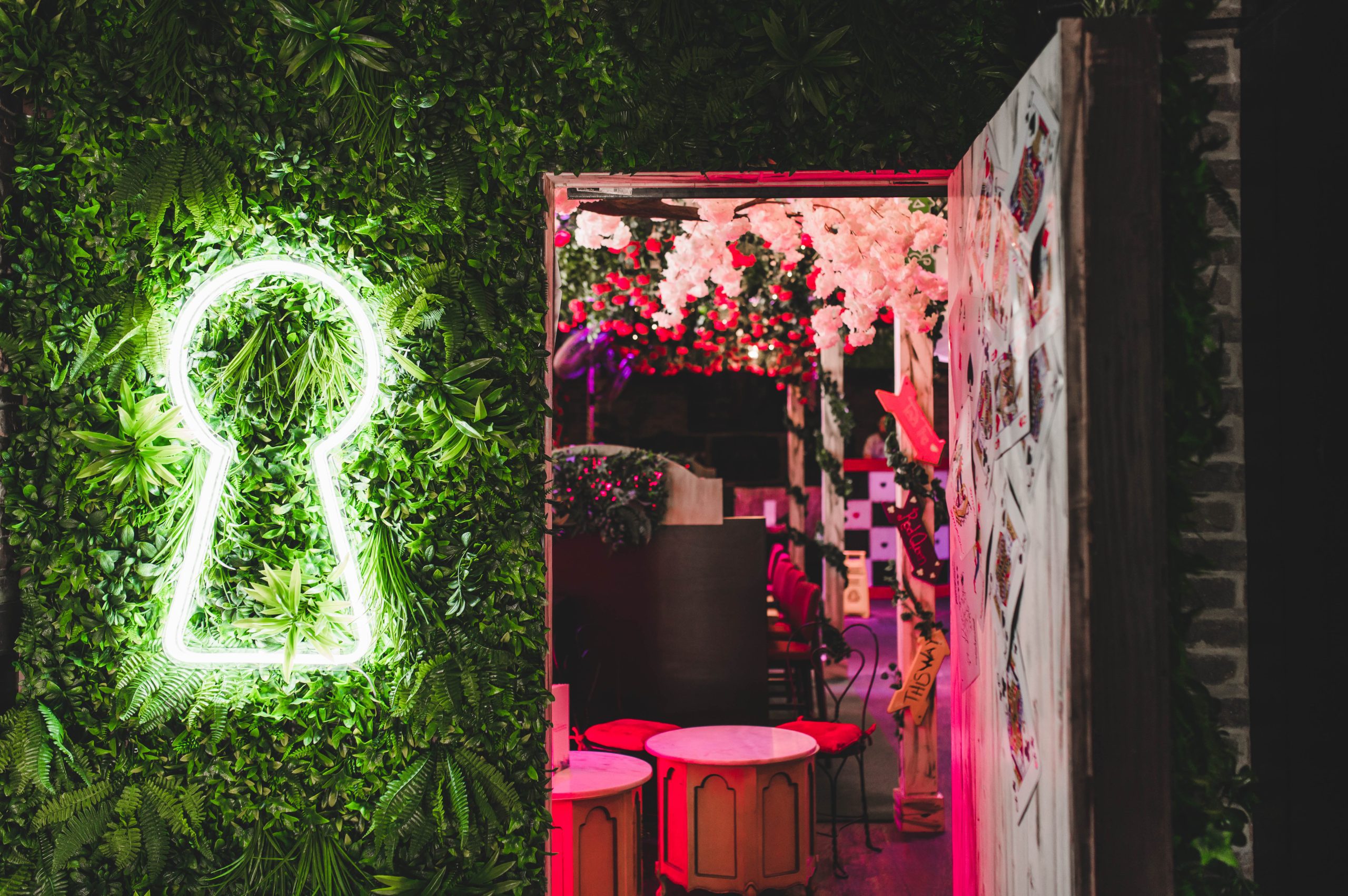 The vivid interior of The Hidden Garden experiential venue in Fort Lauderdale
