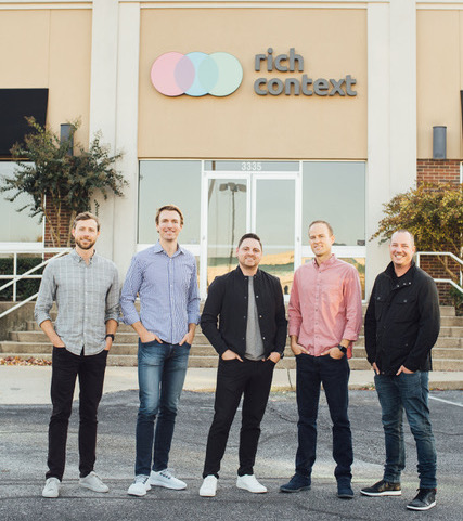 Five executives outside RichContext’s office during its acquisition by The Stable in 2020