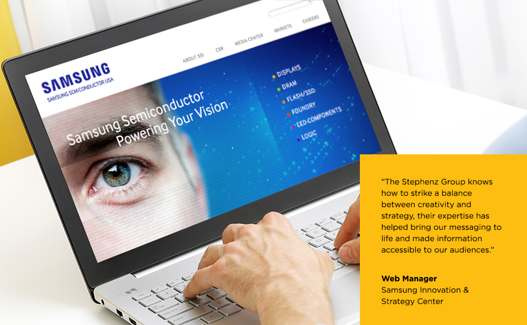 Samsung Semiconductor website work presented by The Stephenz Group