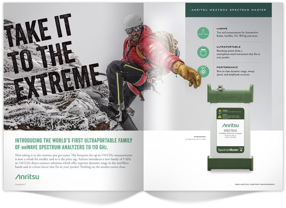 The Stephenz Group's Take It to the Extreme campaign for Anritsu's ultraportable spectrum analyzer