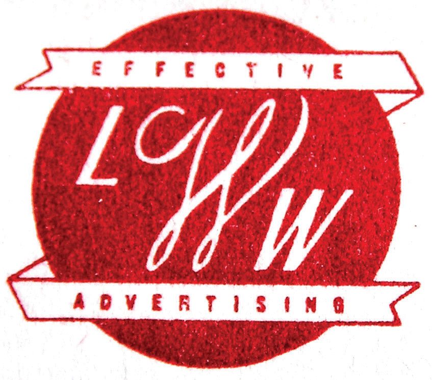 Historic red L W W advertising emblem from The Wendt Agency archive