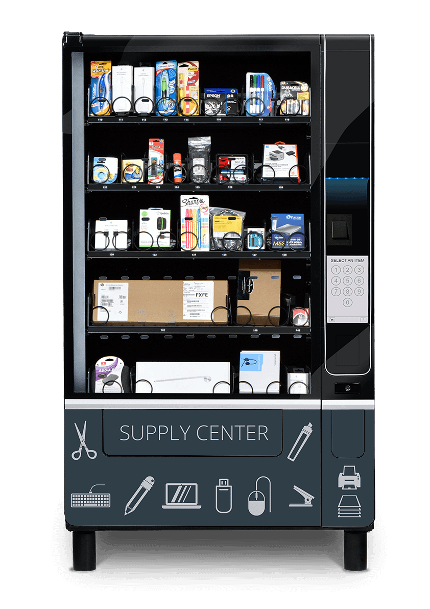 IDS Supply Center dispensing machine with workplace supply graphics