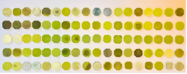 A row of research silicon carbide electrodes with different nitrogen doping