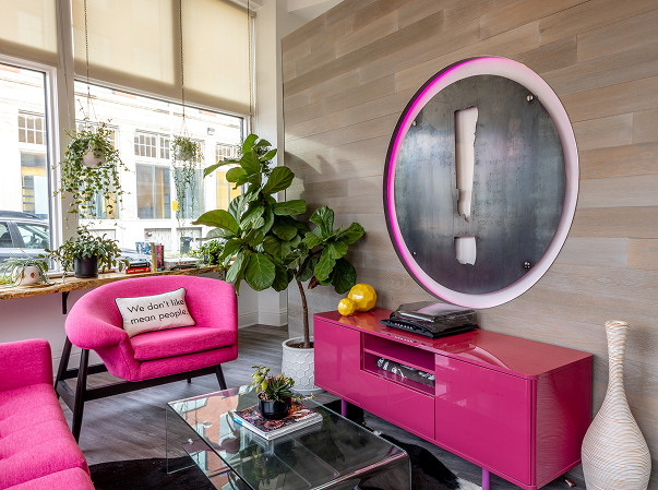 The colorful lounge inside Think Tank PR and Marketing's St. Louis office