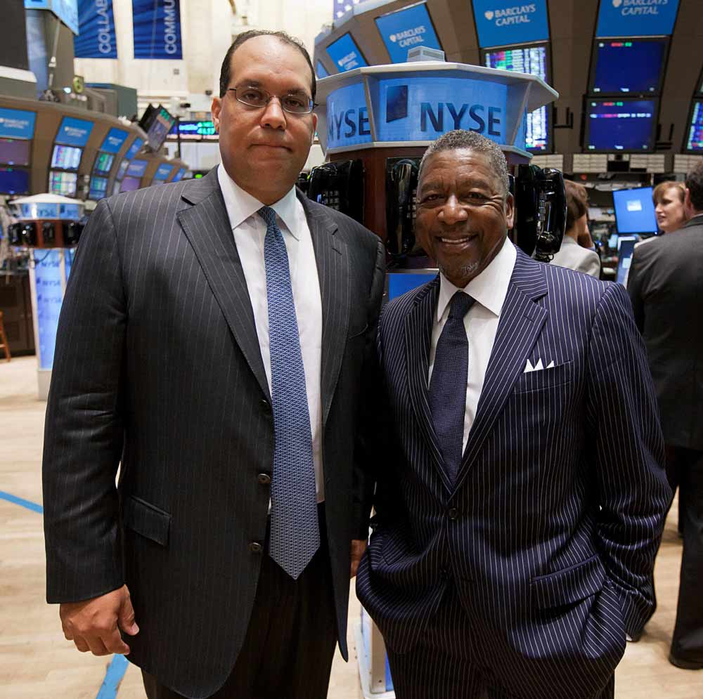 Thomas Baltimore and Robert L. Johnson together at the New York Stock Exchange
