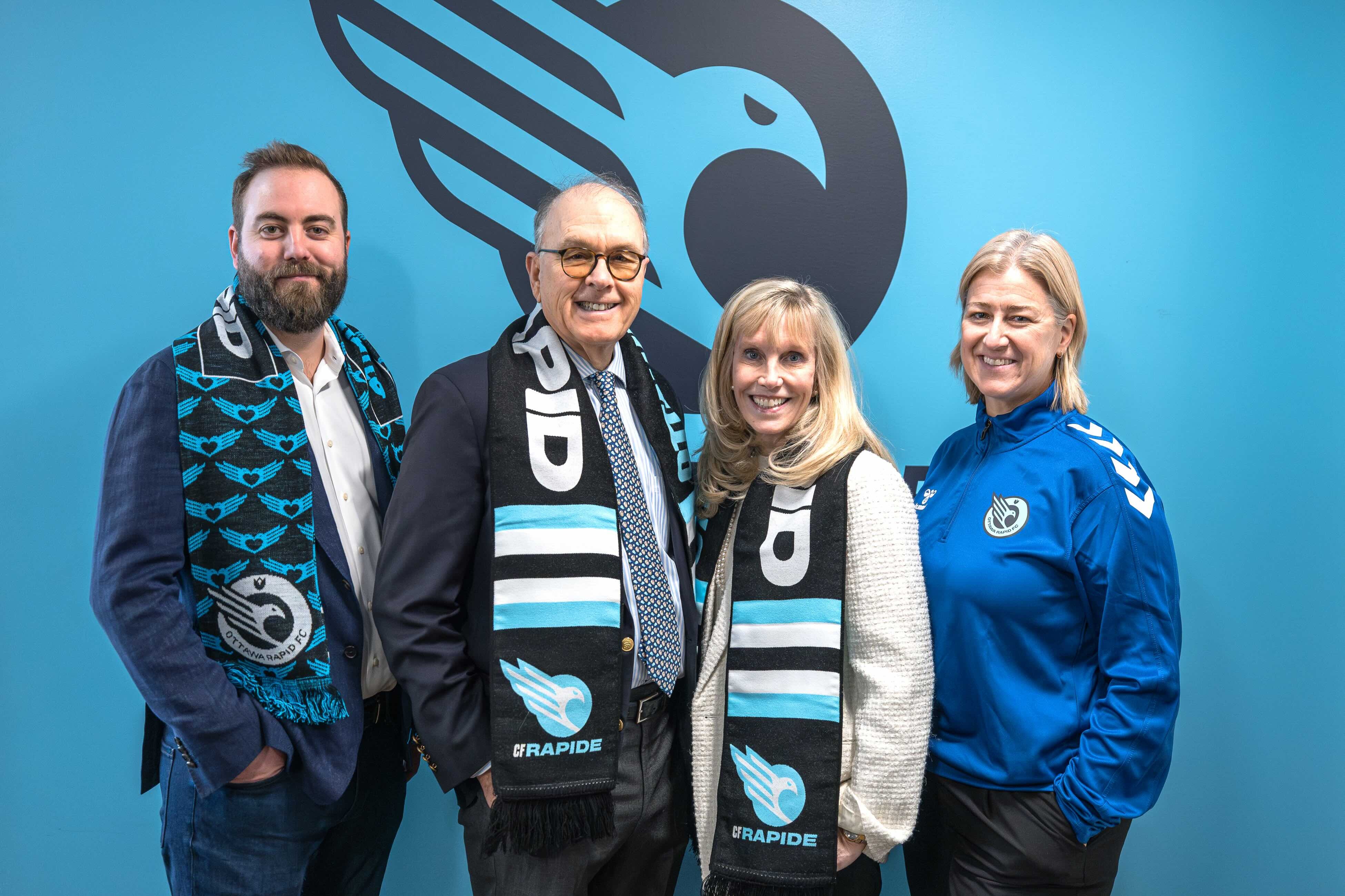 Thomas Gilbert with Nick Sakellariadis, Ellen Shumway and Heidi Bloomfield at Ottawa Rapid FC