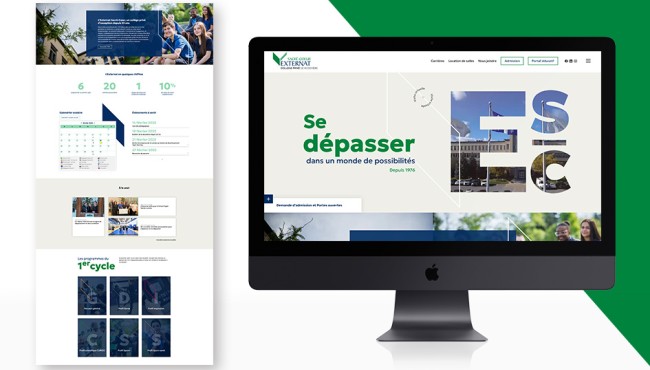 Thrace’s portfolio mockup of the Externat Sacré-Coeur website, with desktop and page layouts