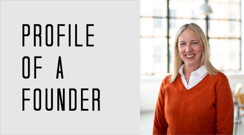 Tiffany Mullen smiling in an orange sweater beside the words Profile of a Founder