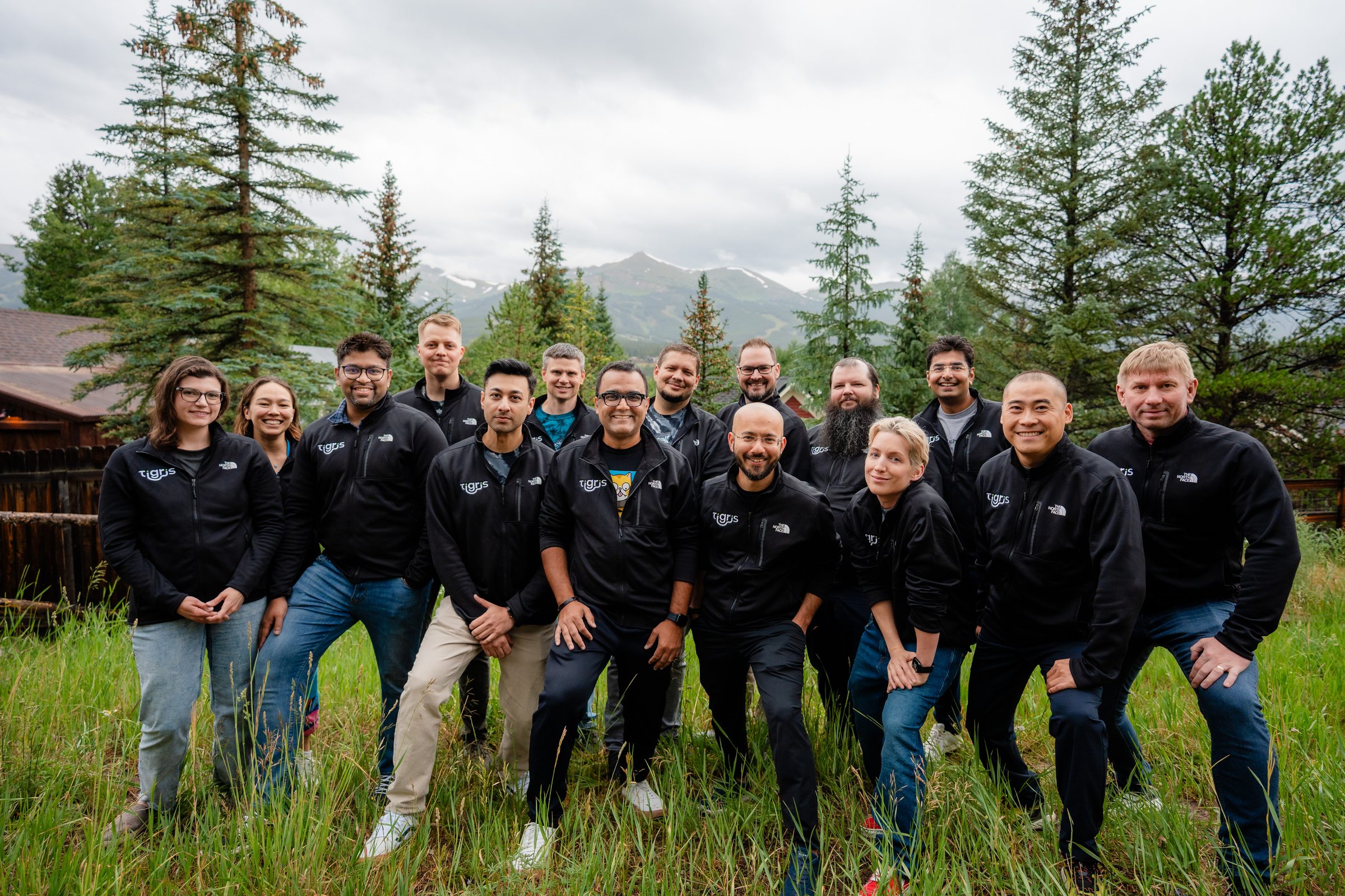 The Tigris Data team standing together outdoors in the mountains