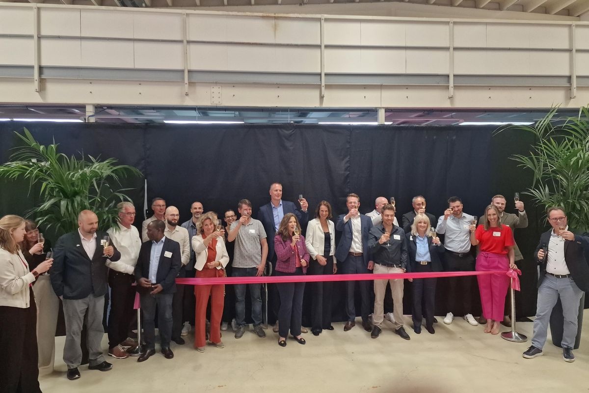 Livingston and partners celebrating the opening of Infinite Acres’ Field Lab in The Hague
