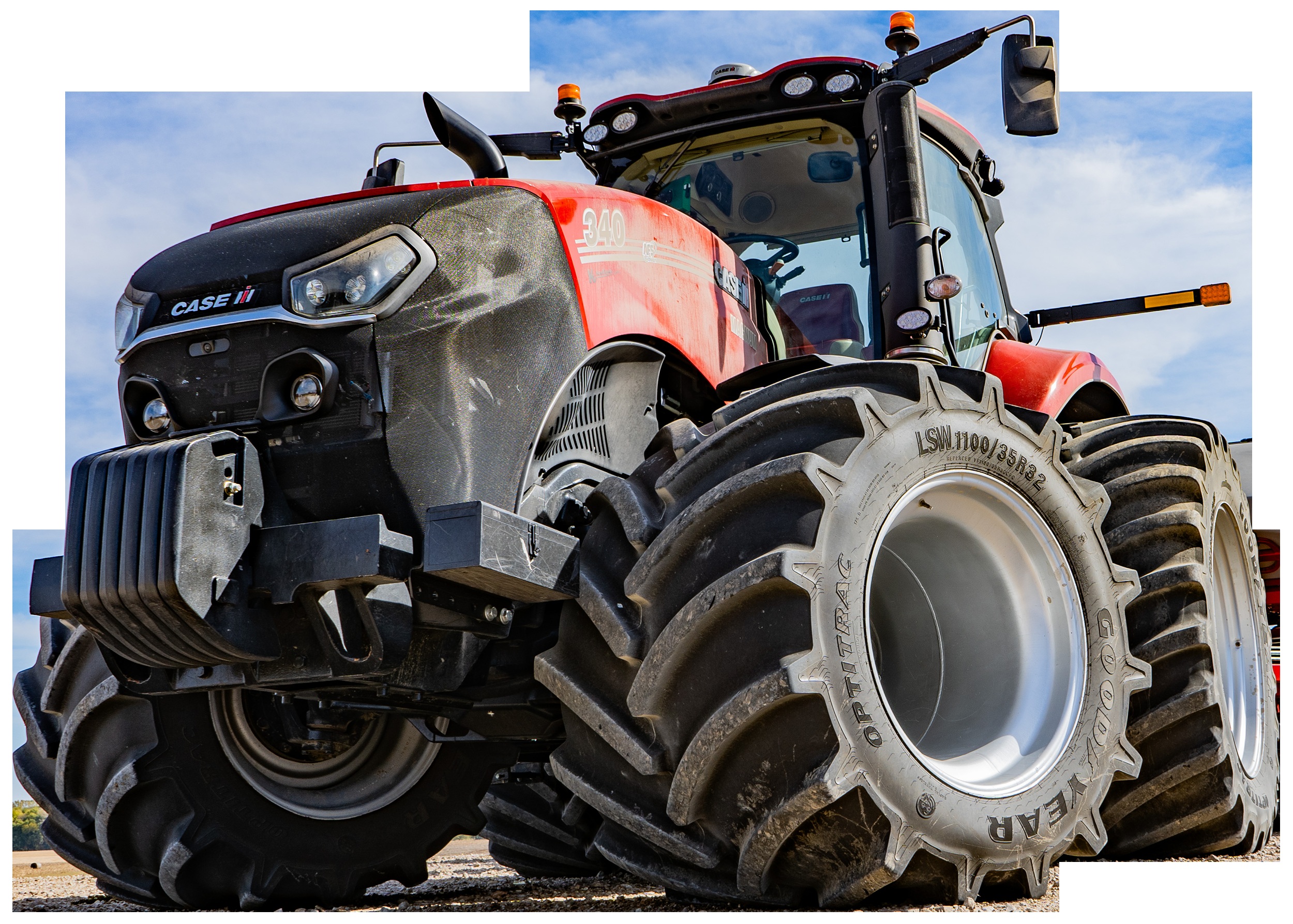 Case tractor fitted with wide Titan LSW Super Single tires