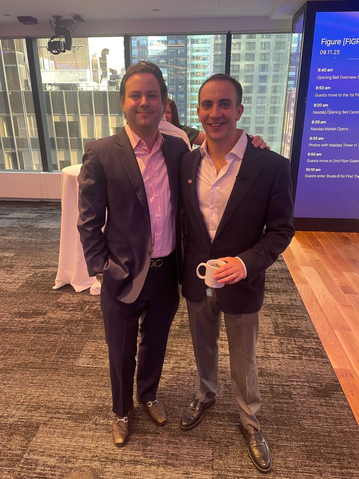 TJ Milani with Michael B. Tannenbaum at Figure’s Nasdaq celebration