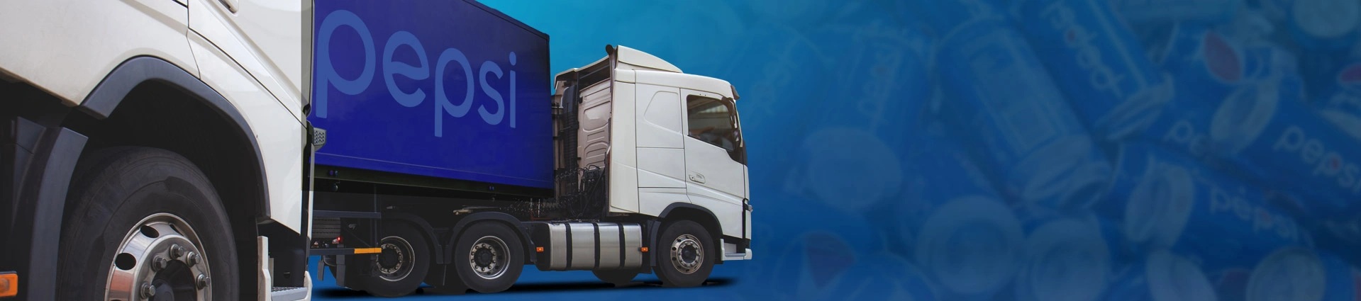 Pepsi-branded delivery trucks in TLX Mobility’s bottler case-study artwork